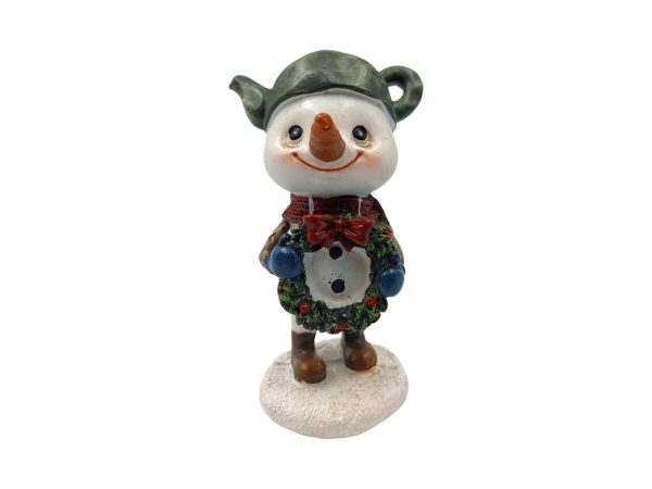 Sneeuwman met kerstkrans