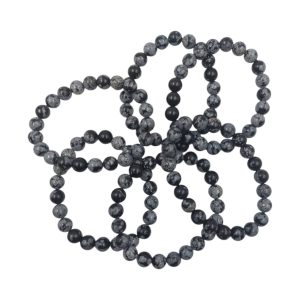 Kogelarmband Sneeuwvlok Obsidiaan