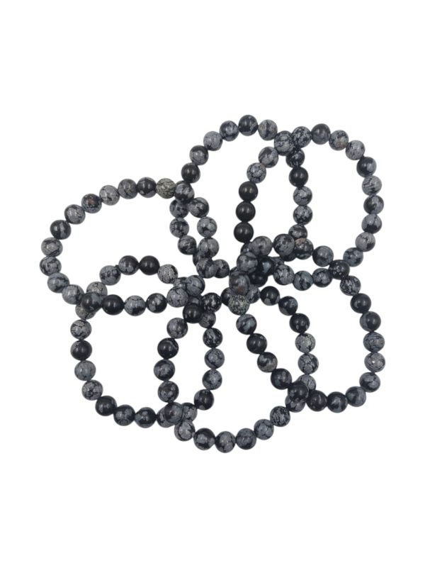 Kogelarmband Sneeuwvlok Obsidiaan